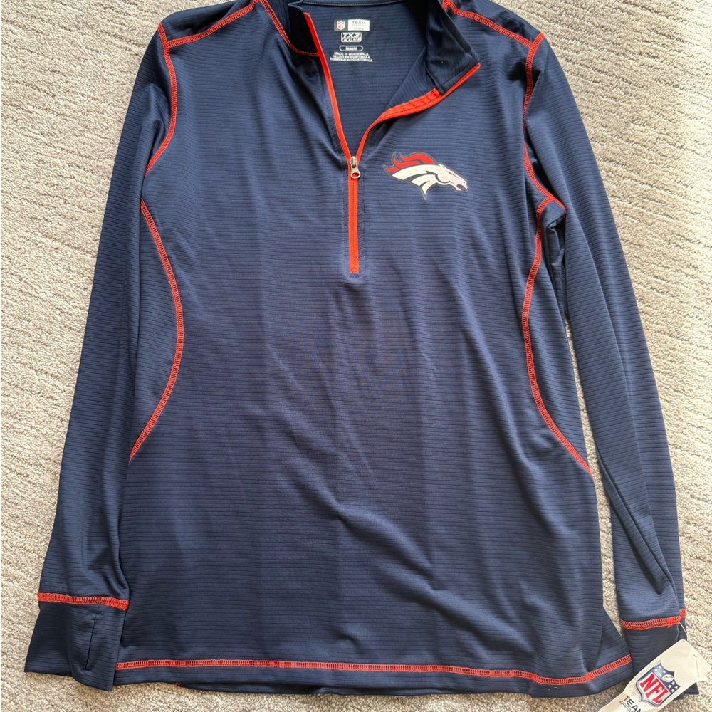 NFL Women's Navy and Red Quarter-Zip Top